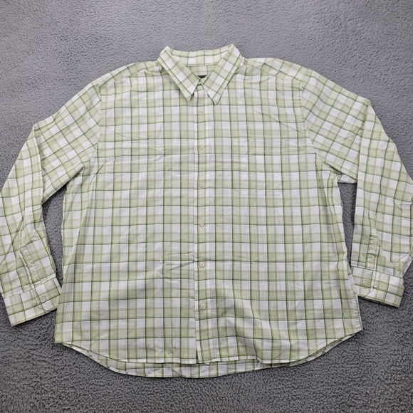 Eddie Bauer‎ Shirt Mens XXL Green White Plaid Button Up Long Sleeve Outdoors - Picture 1 of 11